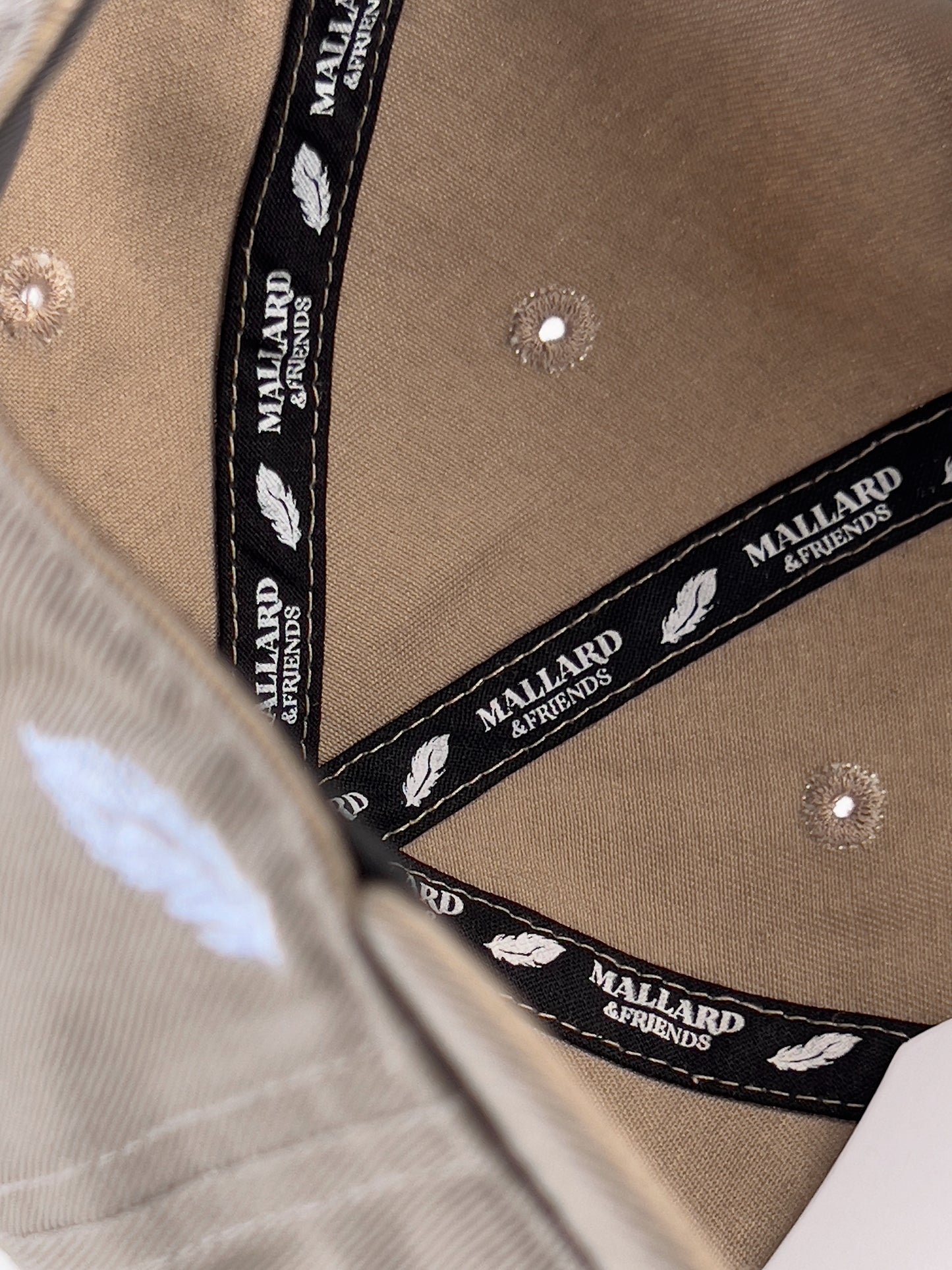 Mallard and Friends Khaki 6 Panel Dad Hat Inside Logo