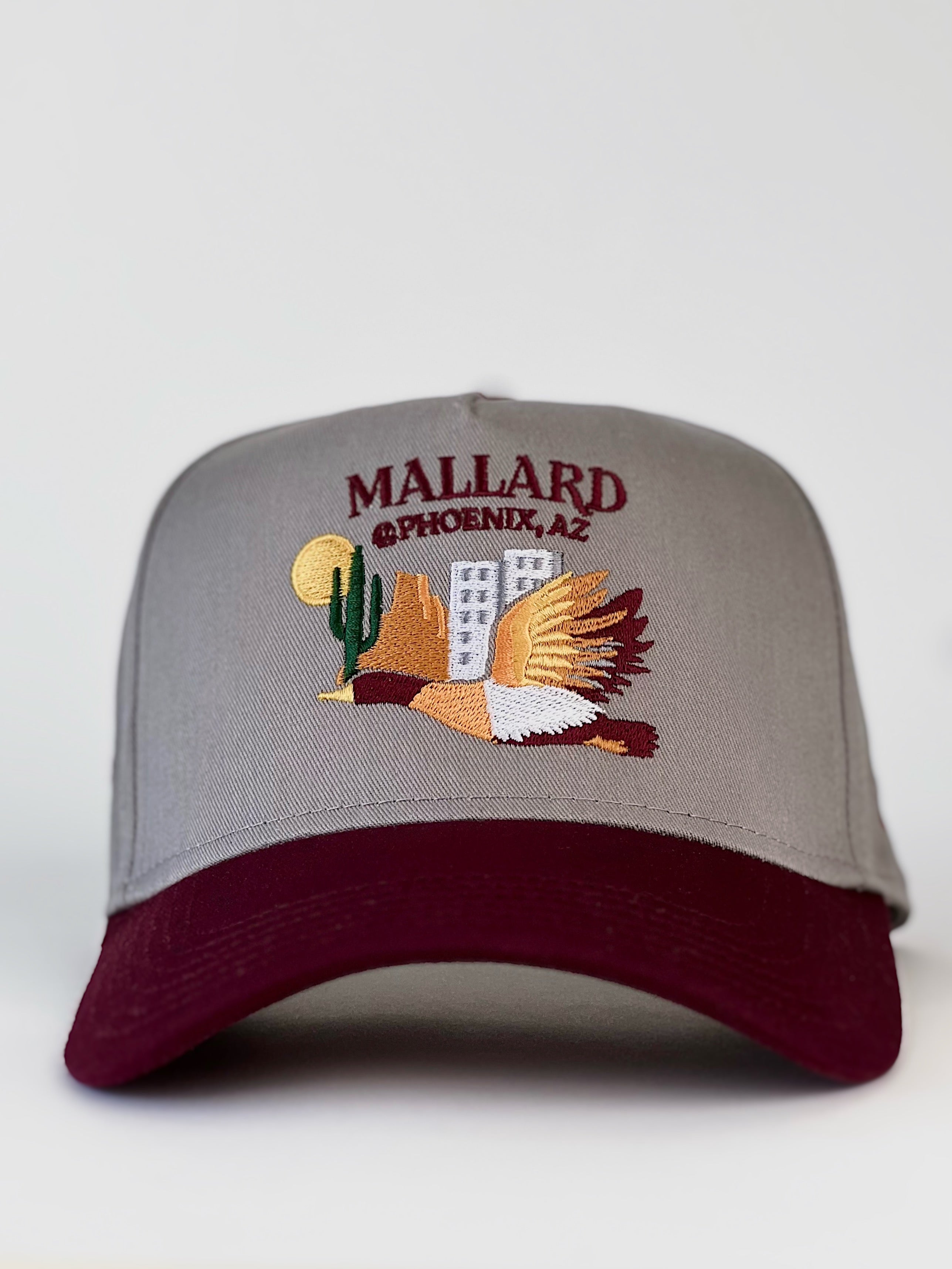 Mallard @ Phoenix, AZ Hat | Gray and Maroon Five Panel Hat